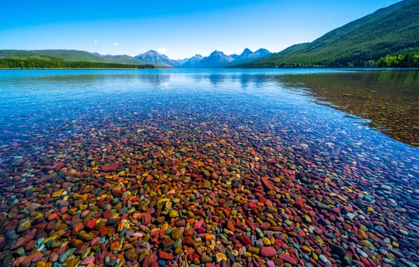 Картинка галька, озеро, камни, берег, водоем