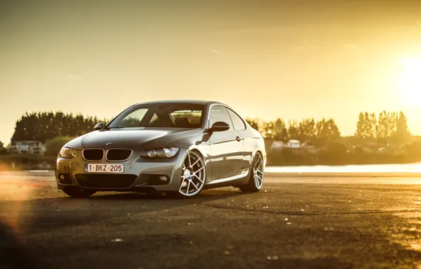 Картинка BMW, silver, wheels, E92, frontside