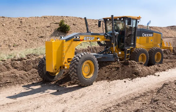 Construction, grader, johndeere, 672gp