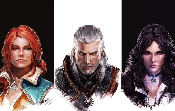 Картинка girl, game, The Witcher, woman, man, hunter, witch