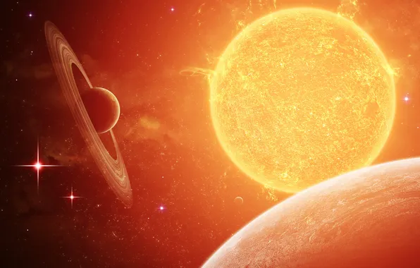 Картинка солнце, красный, планеты