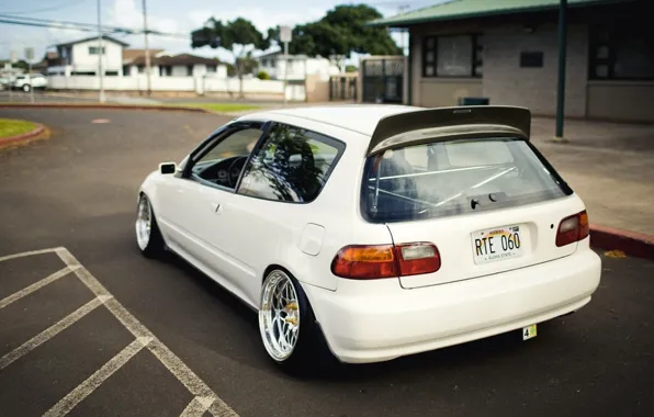 White, honda, civic