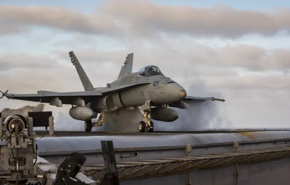 Бомбардировщик, взлет, Hornet, палубный истребитель, FA-18C