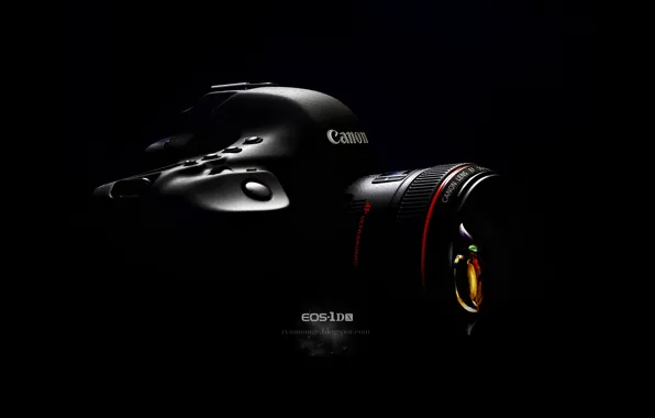 Фотоаппарат, объектив, черный фон, Canon, canon EF 50mm F1