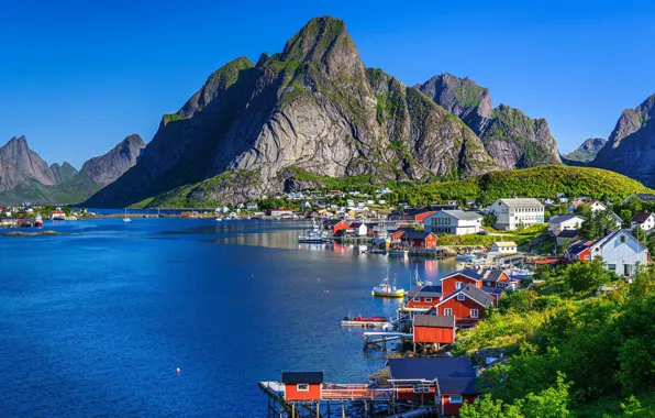 Горы, Норвегия, Reine, Lofoten