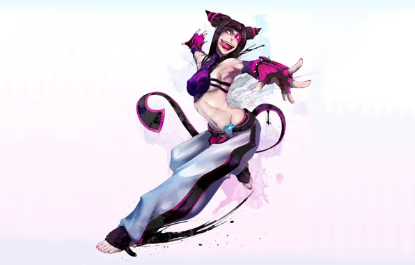 Девушка, минимализм, стойка, Street Fighter, безумный взгляд, Juri