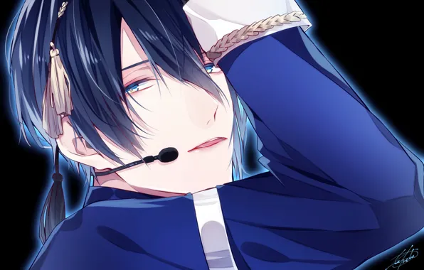 Взгляд, микрофон, парень, томный взгляд, Touken Ranbu, Танец Мечей