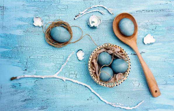 Яйца, Пасха, blue, Easter, крашеные, eggs