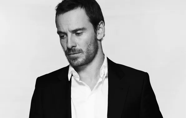 Фото, актер, черно-белое, пиджак, журнал, Michael Fassbender, Майкл Фассбендер, Empire