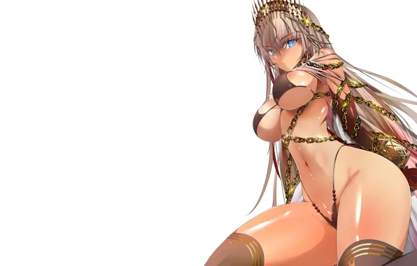 Girl, sexy, boobs, anime, stockings, blue eyes, pretty, thong