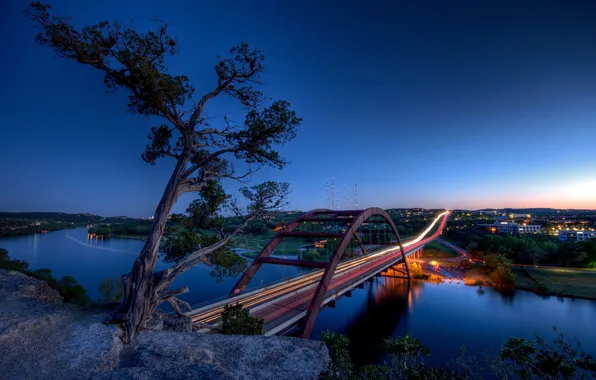 Картинка мост, город, река