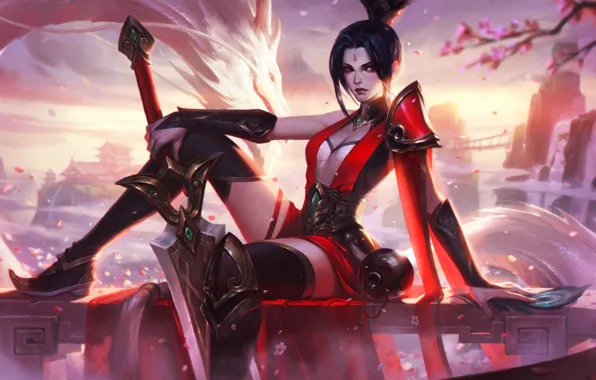 Девушка, Меч, Fantasy, Арт, Art, Фантастика, League of Legends, Illustration