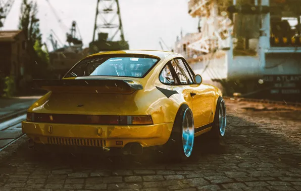Авто, Желтый, 911, Porsche, Ретро, Машина, Porsche 911, Porsche 911 Turbo