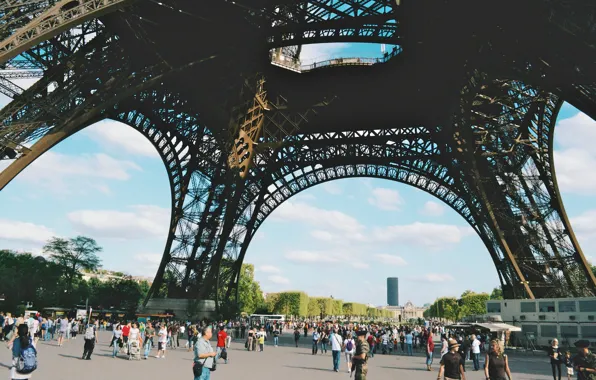 Картинка люди, эйфелева башня, париж, франция, paris, народ, туристы