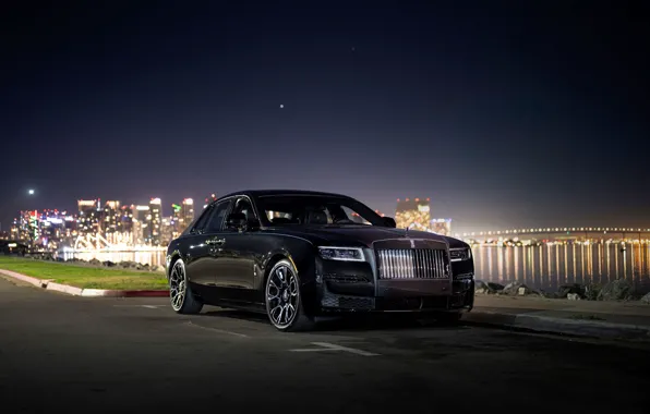 Rolls-Royce, Light, Ghost, Front, Black, Night, Side, Rolls-Royce Ghost