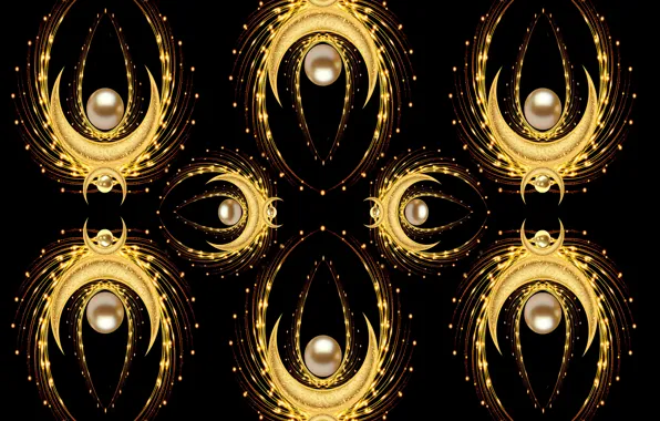Gold, black, design, pattern