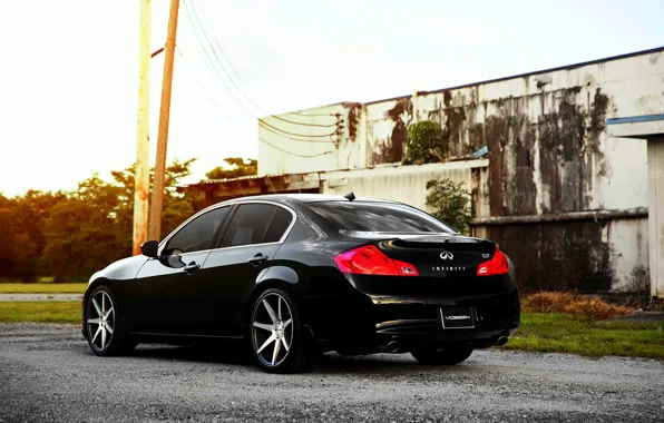 Infiniti, black, vossen, Sedan, G37, rearside