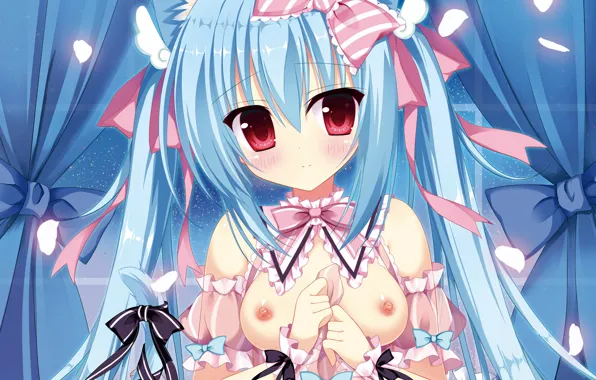 Girl, sexy, cleavage, long hair, dress, nipples, boobs, anime