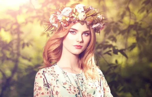 Портрет, макияж, губки, венок, Beautiful blonde