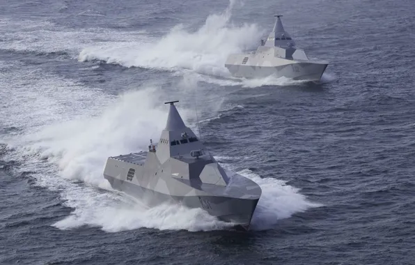 Море, пара, Стелс, ВМС, Швеции, Корвет, тип, Висбю