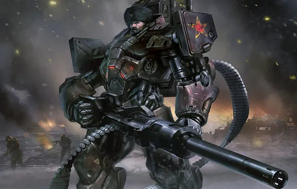 Картинка soldier, armor, future war, heavy guns, Russian Ground Forces