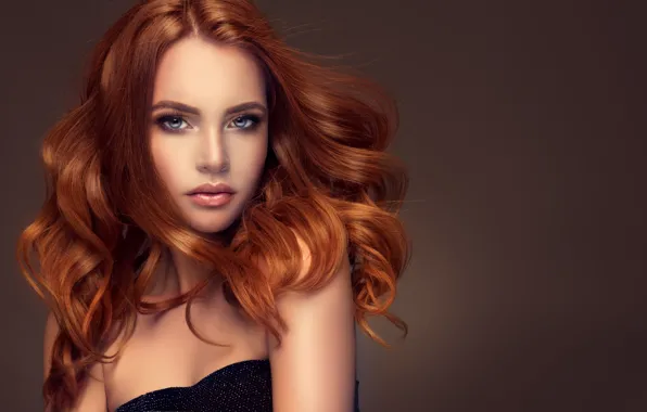 Девушка, лицо, волосы, макияж, рыжие, Beautiful, hair, curly