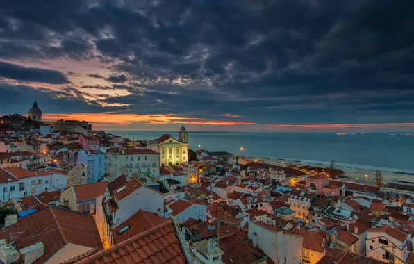 Картинка sunrise, Portugal, lisbon