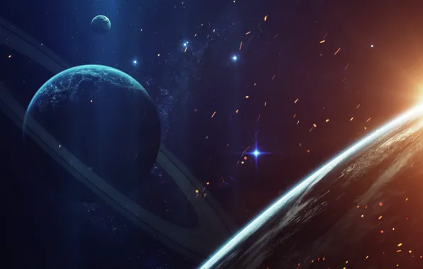 Восход, Звезды, Планета, Космос, Звезда, Планеты, Искры, Planets