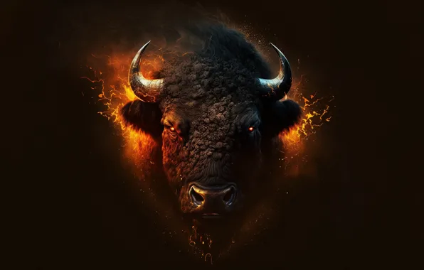 Картинка animals, art, Wallpaper, bison, minimalismai