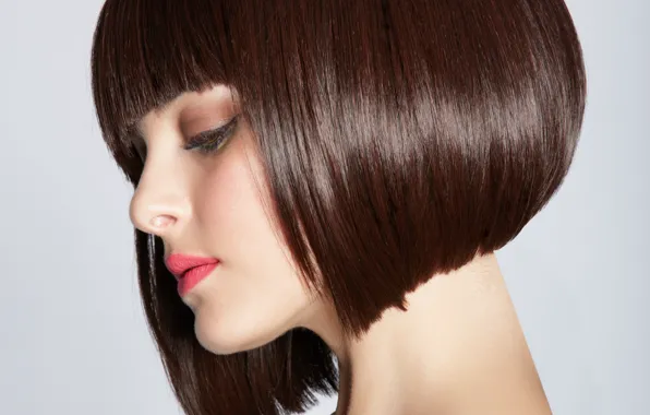 Картинка девушка, стрижка, портрет, макияж, брюнетка