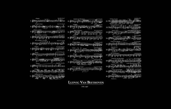 Картинка минимализм, Людвиг Ван Бетховен, нотный стан