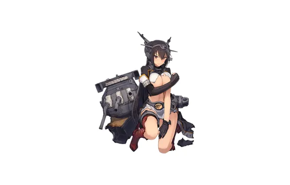Girl, sexy, cleavage, blouse, thighhighs, long hair, boobs, anime