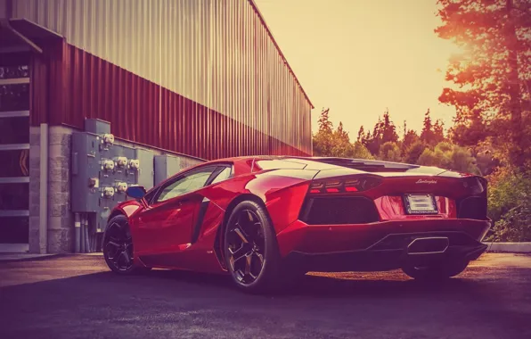 Картинка Lamborghini, Red, LP700-4, Aventador, Supercar, Rosso Efesto