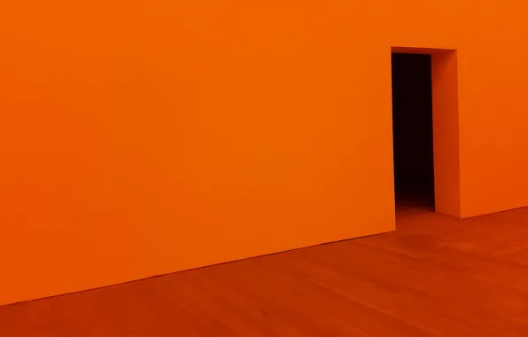 Картинка Orange, Wall, Wallpaper, Doorway