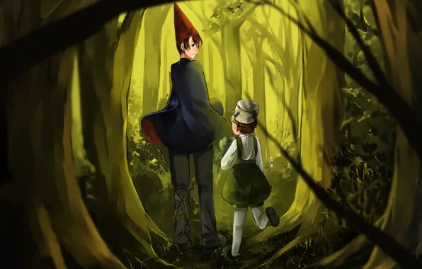 Картинка деревья, арт, мальчики, Wirt, Вирт, Over the Garden Wall, Menii-chan, Greg