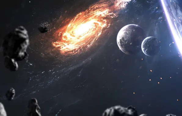 Планета, Космос, Свет, Планеты, Light, Planets, Арт, Space