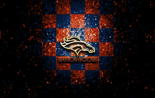 Wallpaper, sport, logo, NFL, glitter, Denver Broncos, checkered