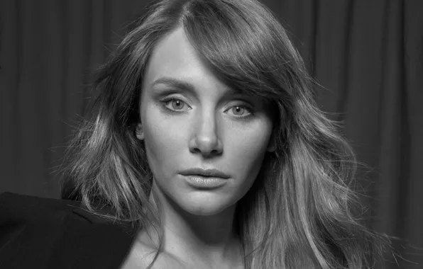 Портрет, макияж, прическа, черно-белое, пиджак, Bryce Dallas Howard, Брайс Даллас Ховард, Luke Duval