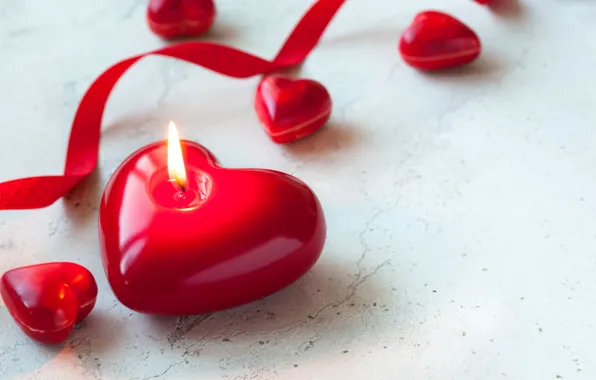 Свечи, red, love, heart, romantic, candle, valentine`s day