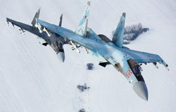 Картинка полет, истребитель, пара, Су-35С, сверхманевренный, ОКБ Сухого