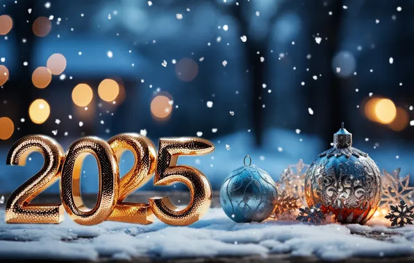 Зима, снег, золото, змея, цифры, Новый год, golden, new year