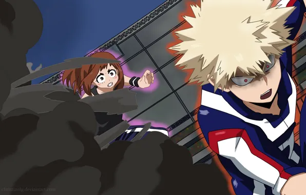 Аниме, арт, Boku no Hero Academia, Моя геройская академия, Бакугоу, Урарака