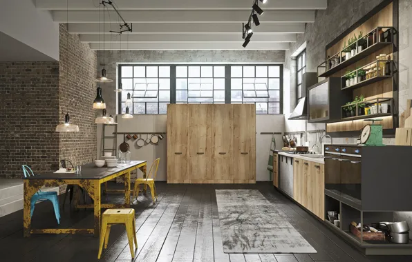 Design, modern, interior, home, kitchen, loft style
