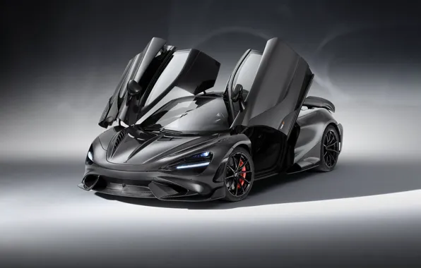 Купе, McLaren, спорткар, Longtail, 765 LT, поднятые дверцы, экстрерьер