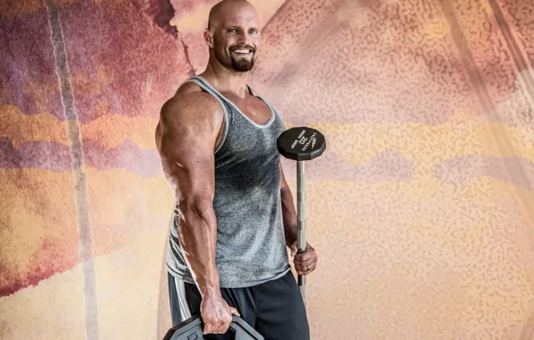 Smile, bodybuilder, big arms