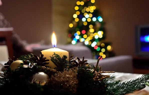 Картинка Christmas, Christmas tree, candle