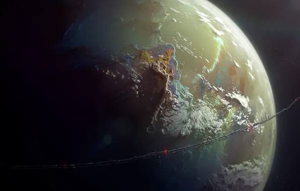 Станция, Планета, Космос, Fantasy, Кольцо, Арт, Space, Art