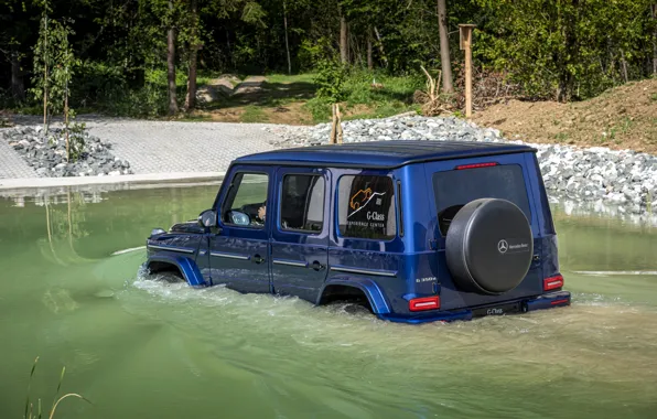 Картинка синий, Mercedes-Benz, внедорожник, 4x4, G-Class, брод, 2019