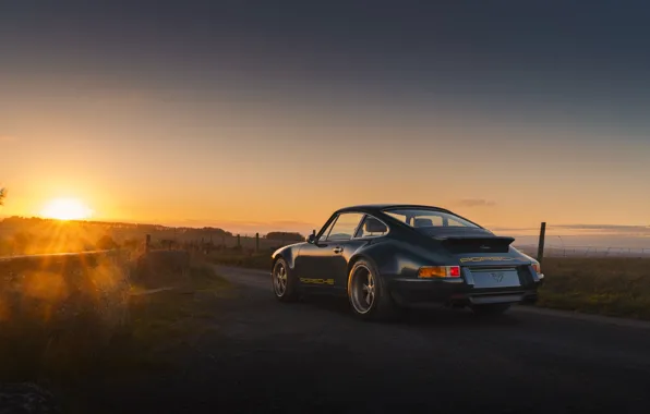 Car, 911, Porsche, sunset, sun, 964, Theon Design Porsche 911