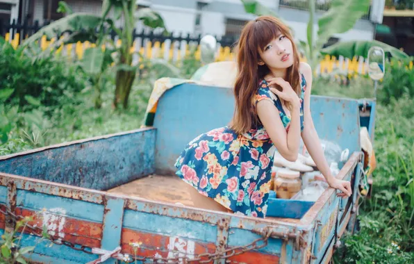 Лето, девушка, азиатка